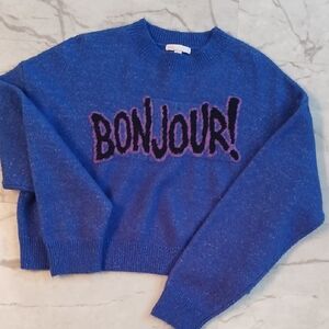 GB Cozy Cropped Vibrant Blue Crew Neck Sweater